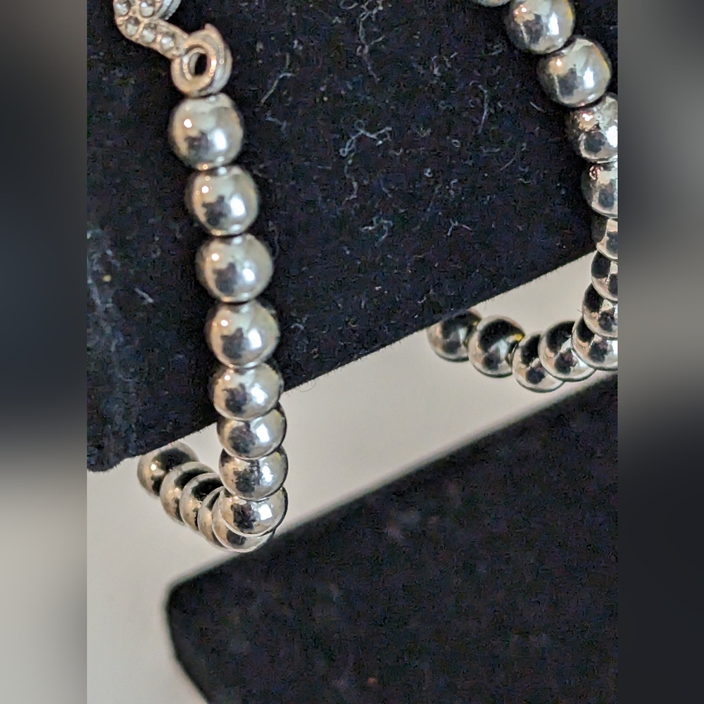 Bracelet Set Love Infinity Duo Beaded In Silver w/Accents Stretchy - Picture 7 of 8